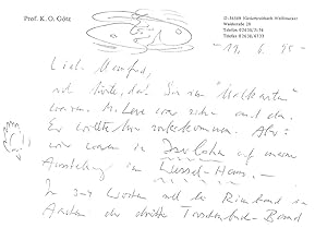 Handschriftliche Grußworte verso Einladungskarte. [Autograph].