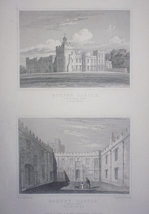 Fine Original Antique Engraved Print Illustrating Two Views of Hornby Castle in Yorkshire. Publis...