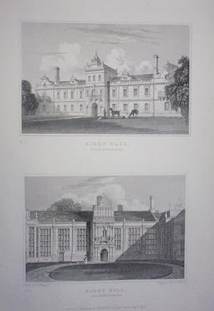 Fine Original Antique Engraved Print Illustrating Two Views of Kirby Hall in Northamptonshire. Pu...