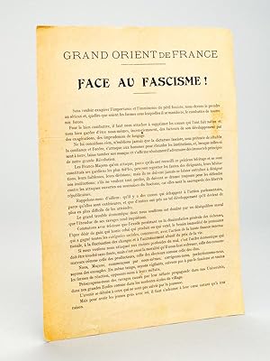 Grand Orient de France. Face au Fascisme !