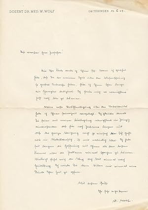 Autograph. Brief mit eigenh. Unterschrift, 1 Seite, 8° [30 x 21 cm], dat. vom 17.Dezember 1947.