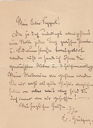 Autograph. Eigenhändiger Brief mit Unterschrift, undatiert (ca. 1900), 1 Seite, Kl. 8° auf Doppel...