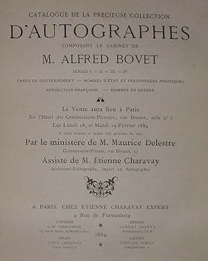 Catalogue de la précieuse collection d'Autographes composant le Cabinet de M. A. B. Séries I, II,...