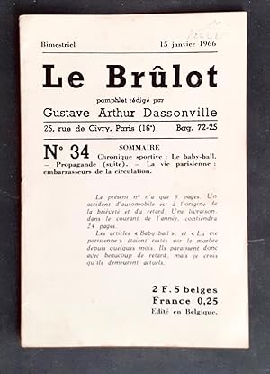Le Brûlot - N°34 - Pamphlet rédigé par Gustave-Arthur Dassonville - 15 janvier 1966 -