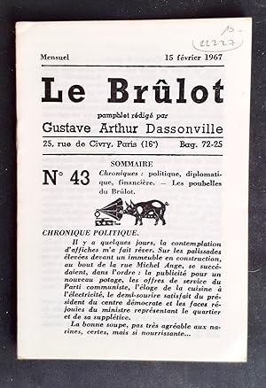 Le Brûlot - N°43 - Pamphlet rédigé par Gustave-Arthur Dassonville - 15 février 1967 -
