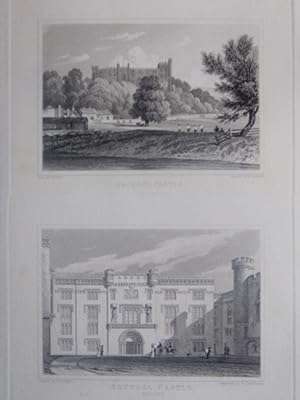 Fine Original Antique Engraved Print Illustrating Two Views of Arundel Castle in Sussex. Publishe...