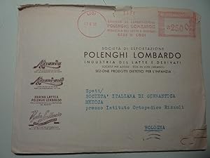 Busta con lettera dattiloscritta "Società Esportazione POLENGHI LOMBARDO Industria Latte e Deriva...