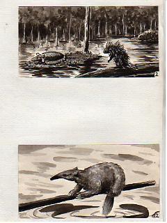 Sauver les Animaux. Deux dessins originaux de Maurice TOUSSAINT.