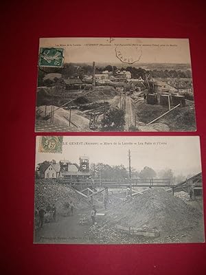 LE GENEST - LES MINES DE LA LUCETTE - MAYENNE - 2 CARTES POSTALES ANCIENNES - 1907 - C.P.A. RARES -