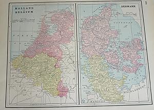 Iliff's Imperial Atlas of the World; 3 Maps: Iceland, Holland and Belgium, Denmark