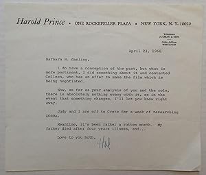 Typed Letter Signed "Hal" on personal letterhead