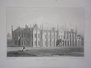 Original Antique Engraving Illustrating a View of Shelton Abbey in Wicklow, Ireland By J.P. Neale...