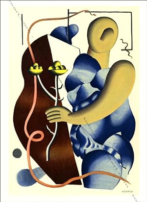 Femme tenant une fleur. Lithographie / lithograph from Fernand LEGER.