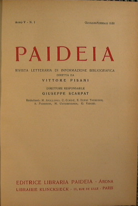 Paideia. Rivista Letteraria di Informazione Bibliografica diretta da Vittore Pisani