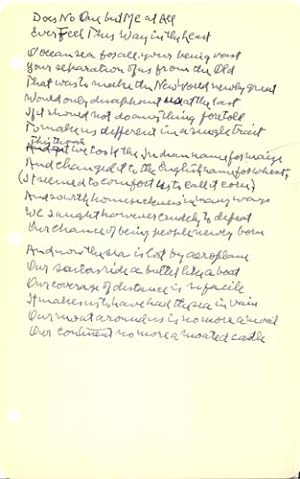 Autograph Manuscript, Signed: "Does No One but Me at All Ever Feel This Way in the Least?"