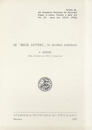 Le "belle lettere" di Saverio Scrofani (con la "Festa di Venere", testo del 1807, in appendice).