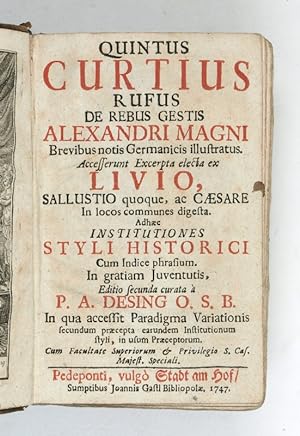 De rebus gestis Alexandri Magni brevibus notis Germanicis illustratus. Accesserunt excerpta elect...