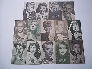 Fourteen (14) Original Hollywood Celebrity Collector Collection Cards Postcards (1940s) Movie Fil...