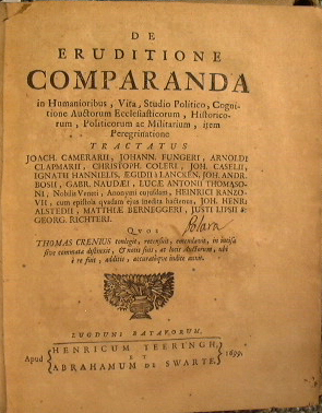 De eruditione comparanda in humanioribus, vita, studio politico, cognitione auctorum ecclesiastic...
