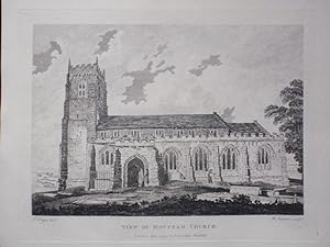 An Original Antique Engraved Print Ilustrating a View of Mottram Church in Cheshire. Published in...