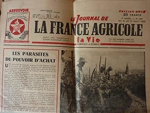 "Le Journal de LA FRANCE AGRICOLE Edition d'etè La Vie Agricole et Rural 9° Anneè - n.° 425 du 21...