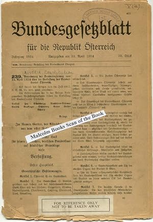Bundesgesetzblatt für die Republik Österreich, nr 239, 30 April 1934 (Constitution issue)
