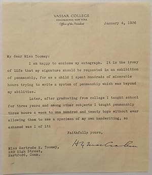 Amusing Typed Letter Signed about Penmanship