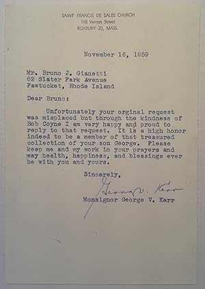 Typed Letter Signed by a Football Player