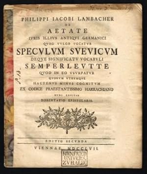 Philippi Jacobi Lambacher Dissertatio Epistolaris Ad Virum Illustrem Isaacum Peyer a Flaach, & Ha...