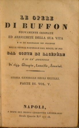 Le opere di Buffon (Parte III - Vol V storia generale degli uccelli)