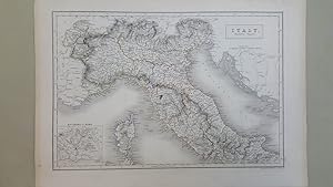 Map of Italy - North Part with inset map Environs of Rome [ taken from Black's General Atlas ]