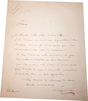 Lettre Autographe Signée de PASQUIER (Baron, Ministre des Affaires Extérieures).