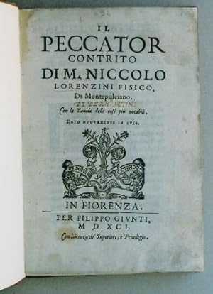 Il peccator contrito, di mi Niccolò Lorenzini fisico da Montepulciano.