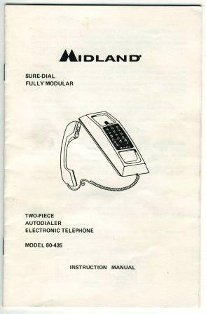 Midland Electronic Telephone Model 80-435 (INSTRUCTION BOOKLET ONLY!)