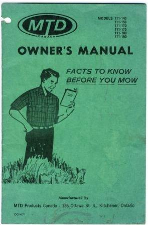 MTD Owner's Manual (INSTRUCTION BOOKLET ONLY!)