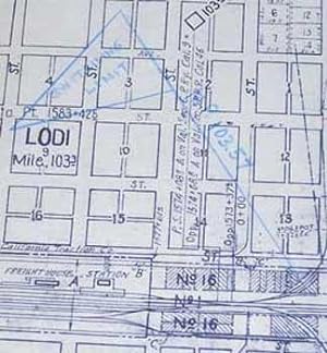 Right of Way and Track Map of Lodi, San Joaquin County, CA