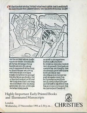 Highly Important Early Printed Books and Illuminated Manuscripts (London, 27 Nov 1991)