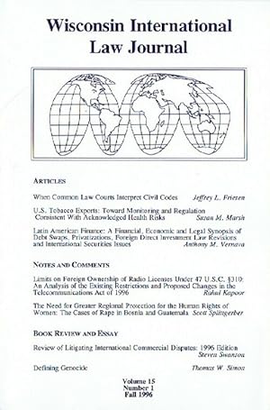 Wisconsin International Law Journal (Volume 15, Number 1)
