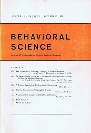 Behavioral Science (Volume 20, Number 5, September 1975)