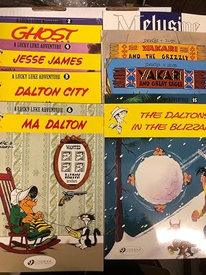 Set of 8 Cinebook European Comic books In English, 5 Lucky Luke books GHOST TOWN, JESSE JAMES, DA...