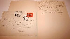 Lettre Autographe Signée avec enveloppe datée 1911 adressée à Paul Desnues au sujet des armes de ...