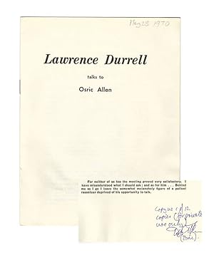 LAWRENCE DURRELL TALKS TO OSRIC ALLEN. Signed