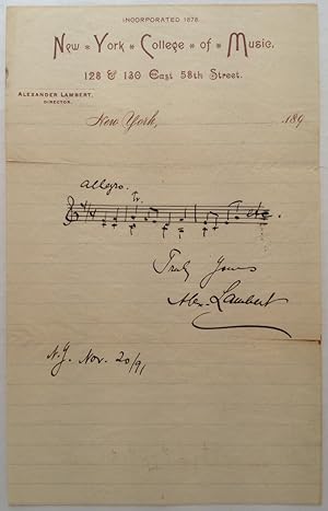Autographed Musical Quotation Signed on his Professional Letterhead