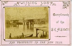 Cabinet Photograph / Christmas card of Latrobe Swing Bridge, Sale, Victoria, Australia