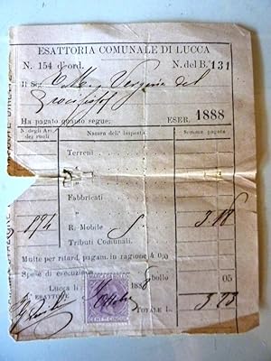 Lotto Ricevute "ESATTORIA COMUNALE DI LUCCA Esercizio 1888"