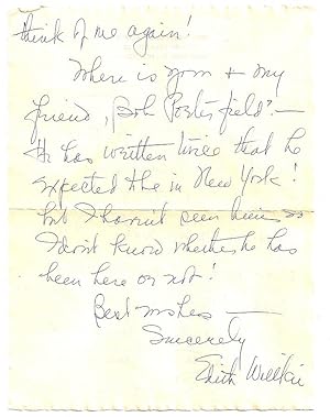 Hand Written Letter (SIGNED by Mr. Wendell L. Willkie)