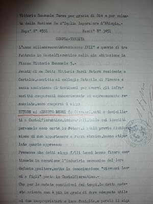 Documento Notarile "Compravendita IMMOBILE in Castelfiorentino 3 Febbraio 1939"