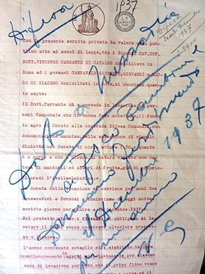 Documento "SCRITTURA PRIVATA Locazione Immobile Ruvo di Puglia 1937"