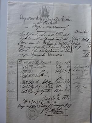 "Agenzia delle Imposte Dirette e del Catasto di Borgo a Mozzano - CERTIFICATO 12 Maggio 1899"