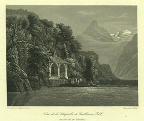 Vue de la Chapelle de Guillaume Tell: au lac des IV Cantons.